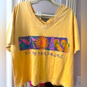 icantoo Sport Vintage St Petersburg VNeck Beach Crop Top Cotton Circa 1993 Sz OS